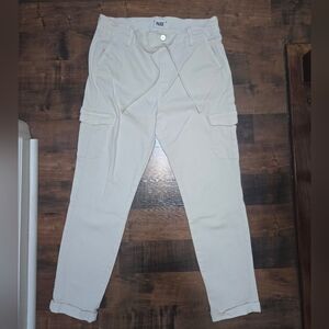 Paige Christy Drawstring Comfy Lounge Cargo Stretchy Pants - Cream Size 30